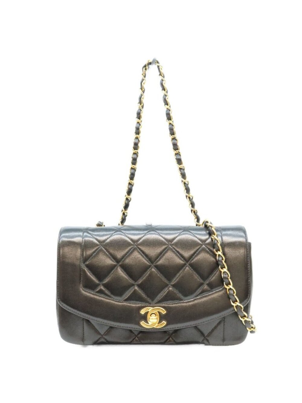Chanel Black Quilted Lambskin Gold Shoulder Bag